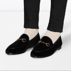 Gucci Jordaan Black Velvet Horsebit Loafers 38/8